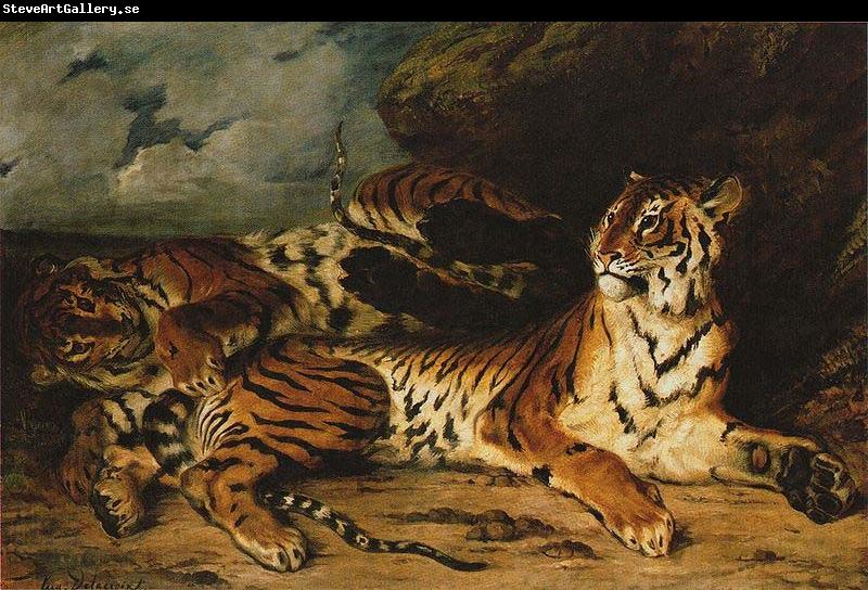 Eugene Delacroix A Young Tiger Playing with its Mother